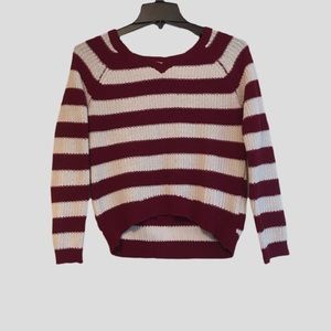 BONGO Burgundy Stripe Knitted Cropped Sweater Size S